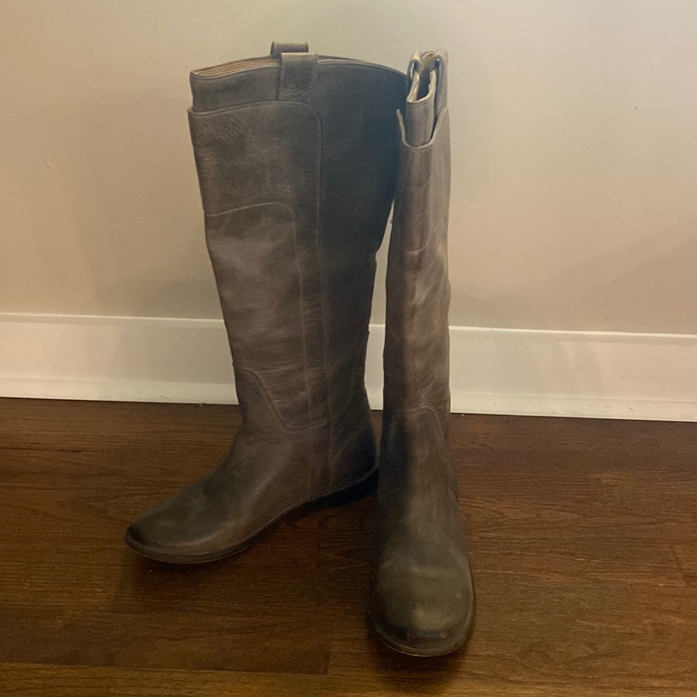 Womens Frye Paige Tall Riding Gray Boots size 8